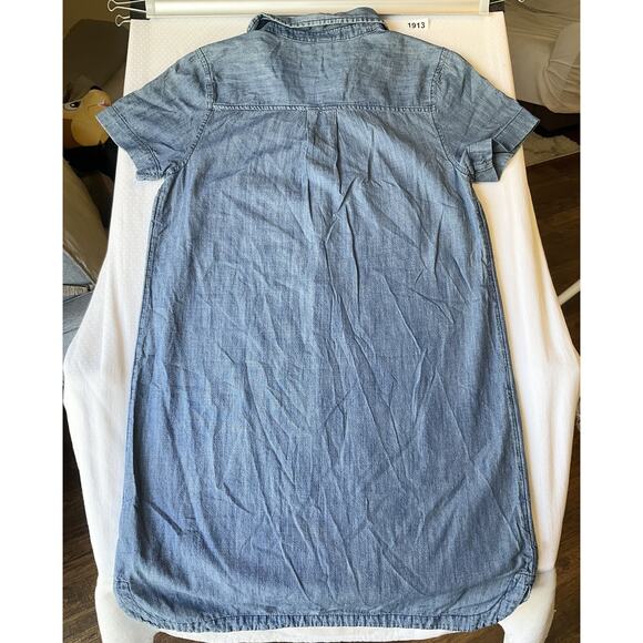 Old Navy Women Half Button Up Shirt Dress Size M Blue Denim Collared Front - Picture 9 of 9